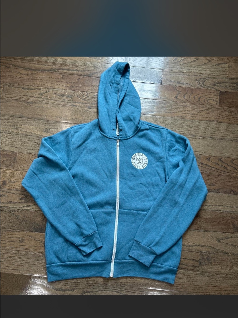 Wandering Monsters Brewery Full-Zip Hoodie with White Logo no string